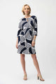 Joseph Ribkoff Print Dress with Keyhole Neckline  261046  Vanilla/Multi