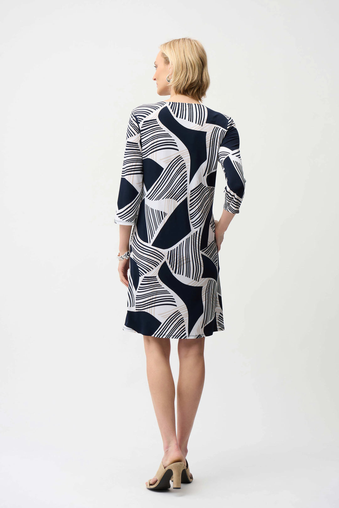 Joseph Ribkoff Print Dress with Keyhole Neckline  261046  Vanilla/Multi