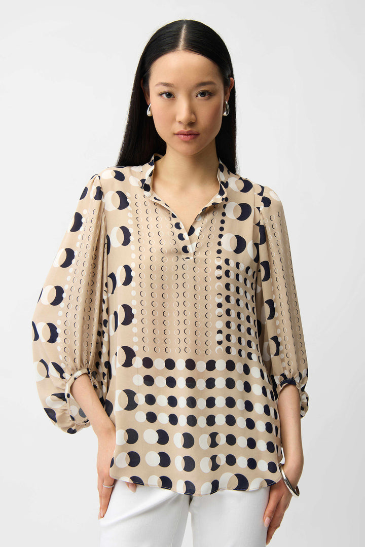 Joseph Ribkoff Dot Print Boxy Tunic  261099  Beige/Multi