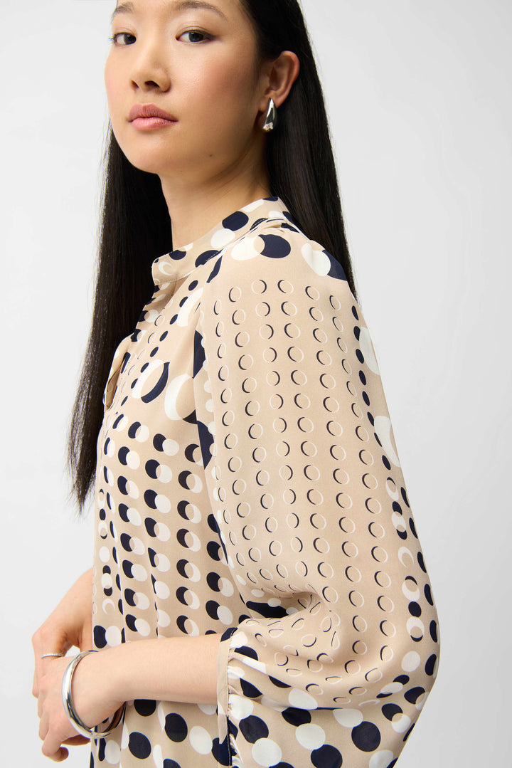 Joseph Ribkoff Dot Print Boxy Tunic  261099  Beige/Multi