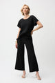 Joseph Ribkoff Pleated Scuba Crepe Wide Leg Pull-On Pants 261100 Black