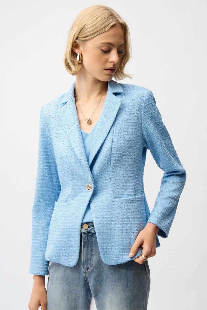Joseph Ribkoff Boucle Fitted Blazer  261101  Sky Blue