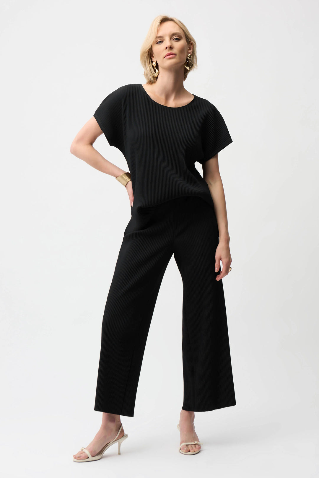 Joseph Ribkoff Pleated Scuba Crepe Boxy Top 261192 Black