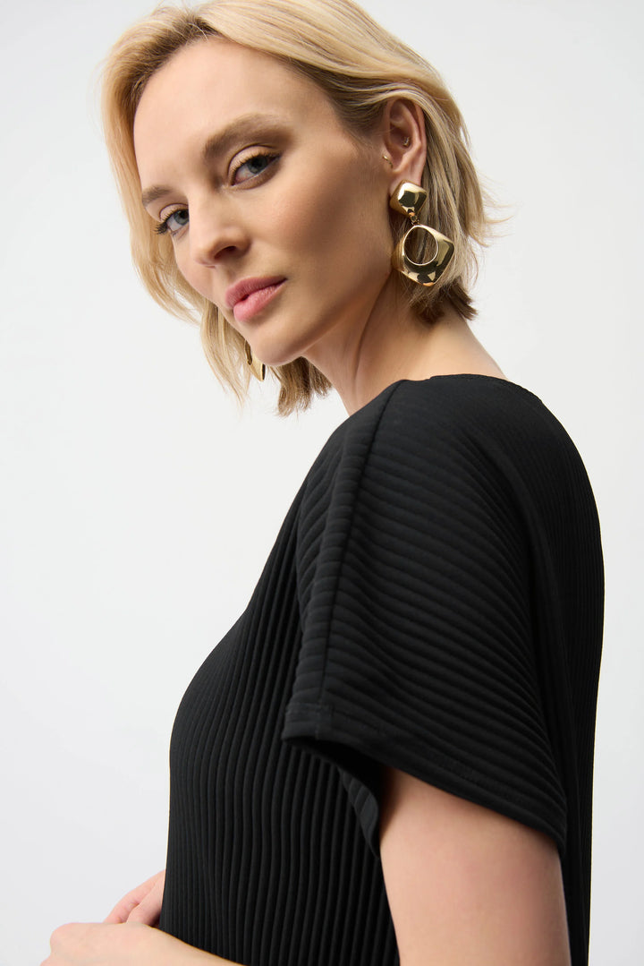 Joseph Ribkoff Pleated Scuba Crepe Boxy Top 261192 Black