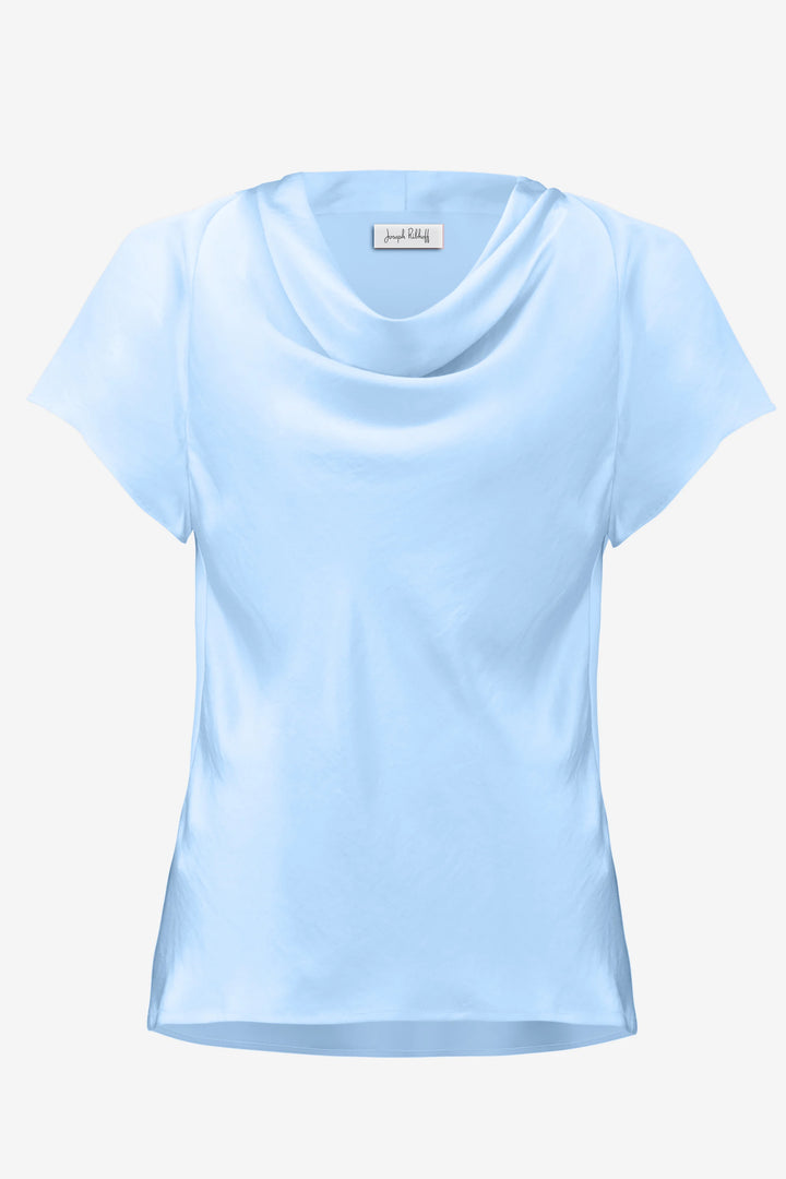 Joseph Ribkoff Satin Top with Cowl Neck  261195   Sky Blue