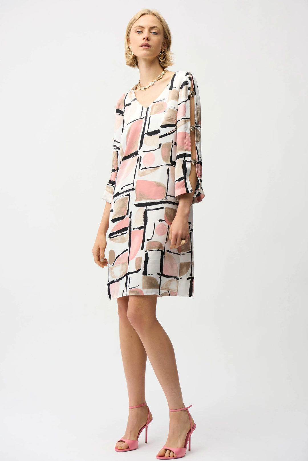 Joseph Ribkoff Trapeze Dress with Gold Detail  261258