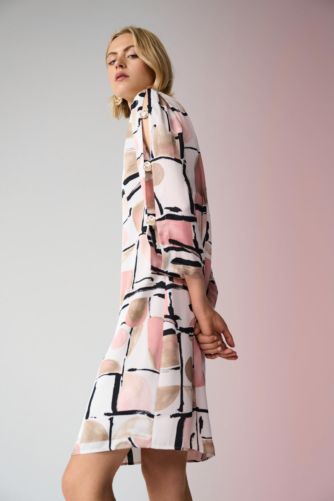 Joseph Ribkoff Trapeze Dress with Gold Detail  261258