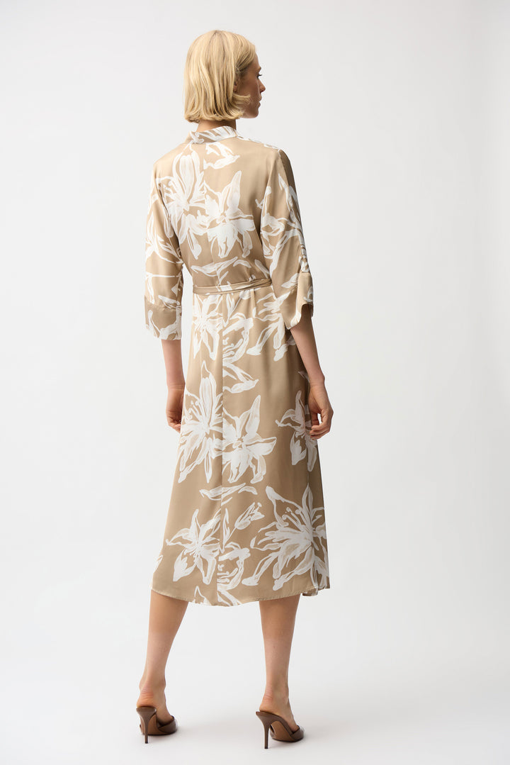 Joseph Ribkoff Trapeze Shirt Dress with Sash  261296  Beige/Vanilla
