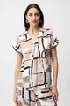 Joseph Ribkoff Boxy Top with V-Neck  261308  Vanilla/Multi