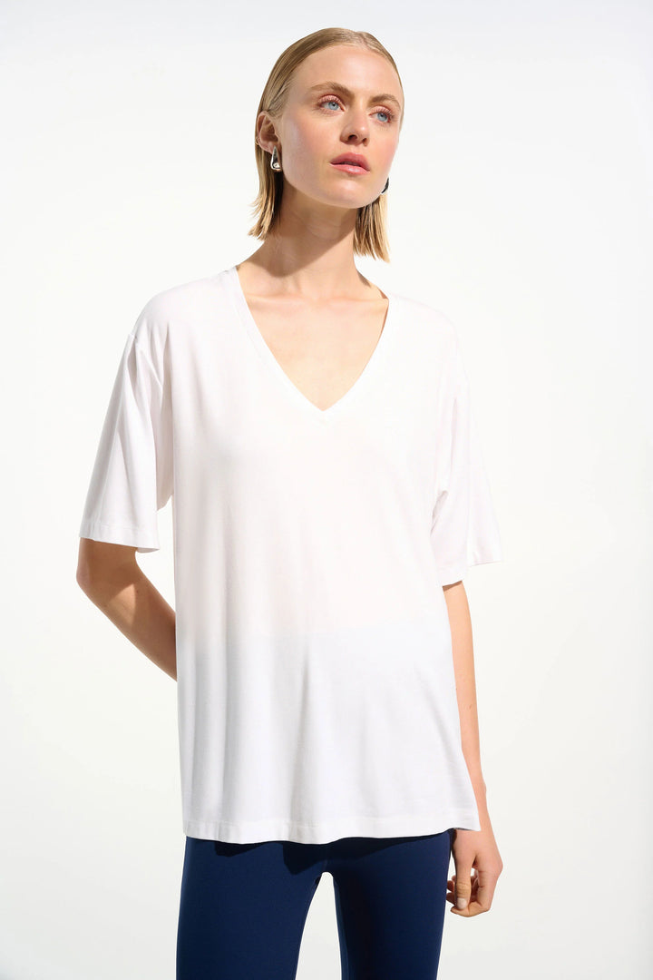 Joseph Ribkoff Jersey Boxy Tunic with V-Neck  261600  Vanilla