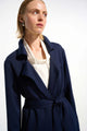 Joseph Ribkoff Scuba Jersey Coat with Sash  261602  Indigo