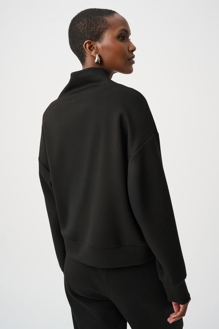Joseph Ribkoff Boxy Sweatshirt with Zipper  261610  Black