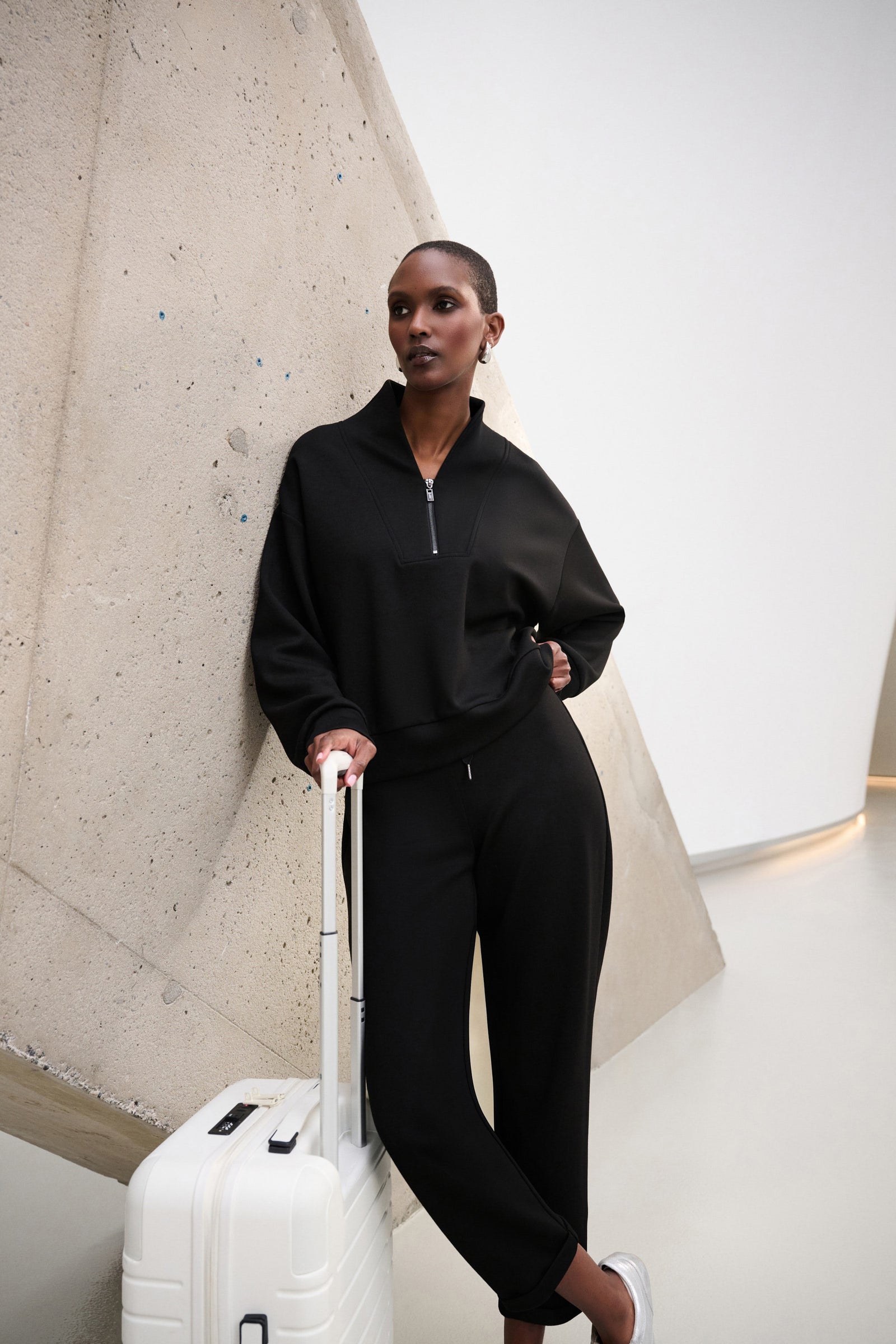 Joseph Ribkoff Boxy Sweatshirt with Zipper  261610  Black