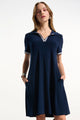 Joseph Ribkoff Trapeze Dress with Polo Collar  261614  Indigo