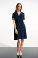 Joseph Ribkoff Trapeze Dress with Polo Collar  261614  Indigo