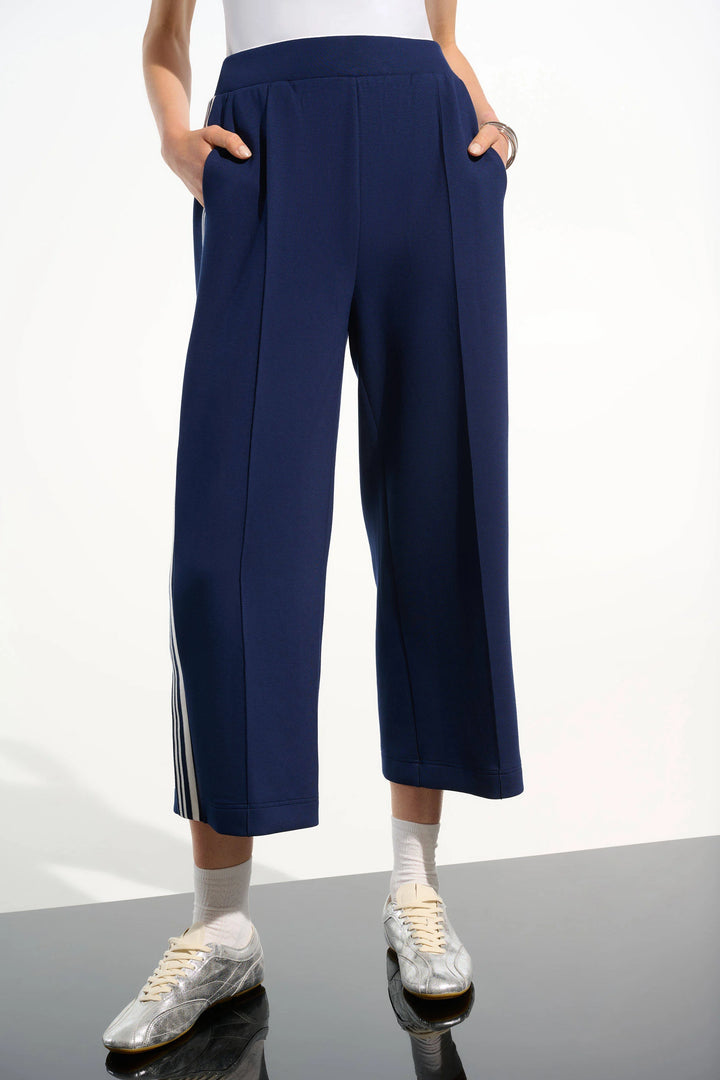 Joseph Ribkoff Scuba Jersey Culotte Pull-On Pant  261618  Indigo/Vanilla