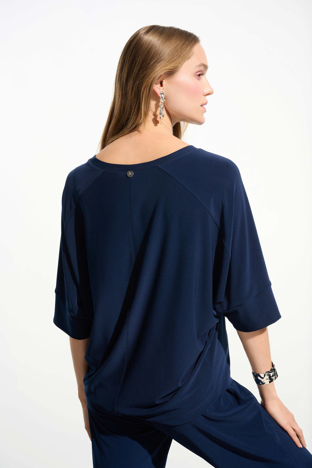Joseph Ribkoff Boxy Top with V-Neck  261641  Indigo