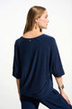 Joseph Ribkoff Silky Knit Boxy Top with V-Neck  261641  Indigo