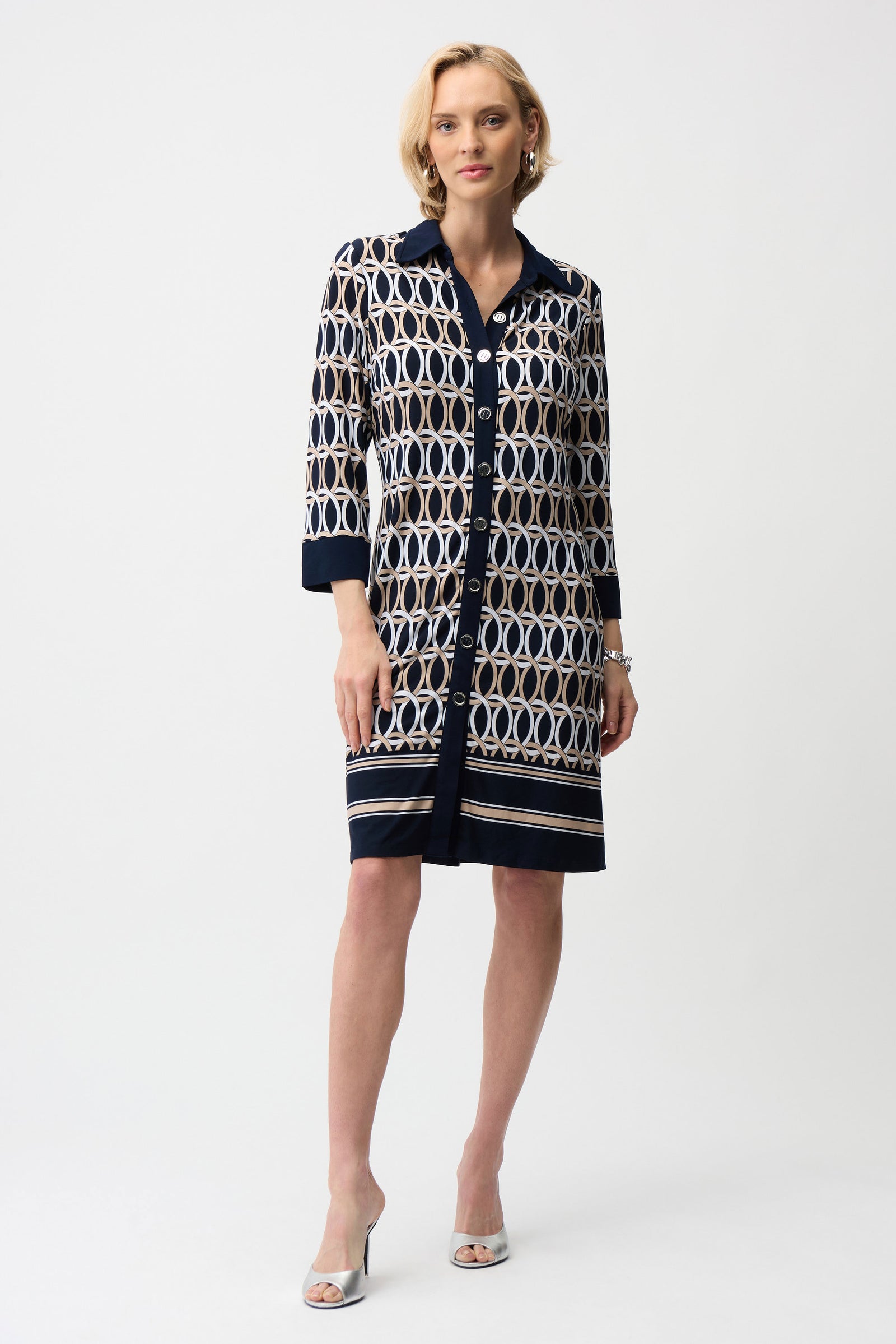 Joseph Ribkoff A-Line Shirt Dress  261903  Midnight Blue/Multi