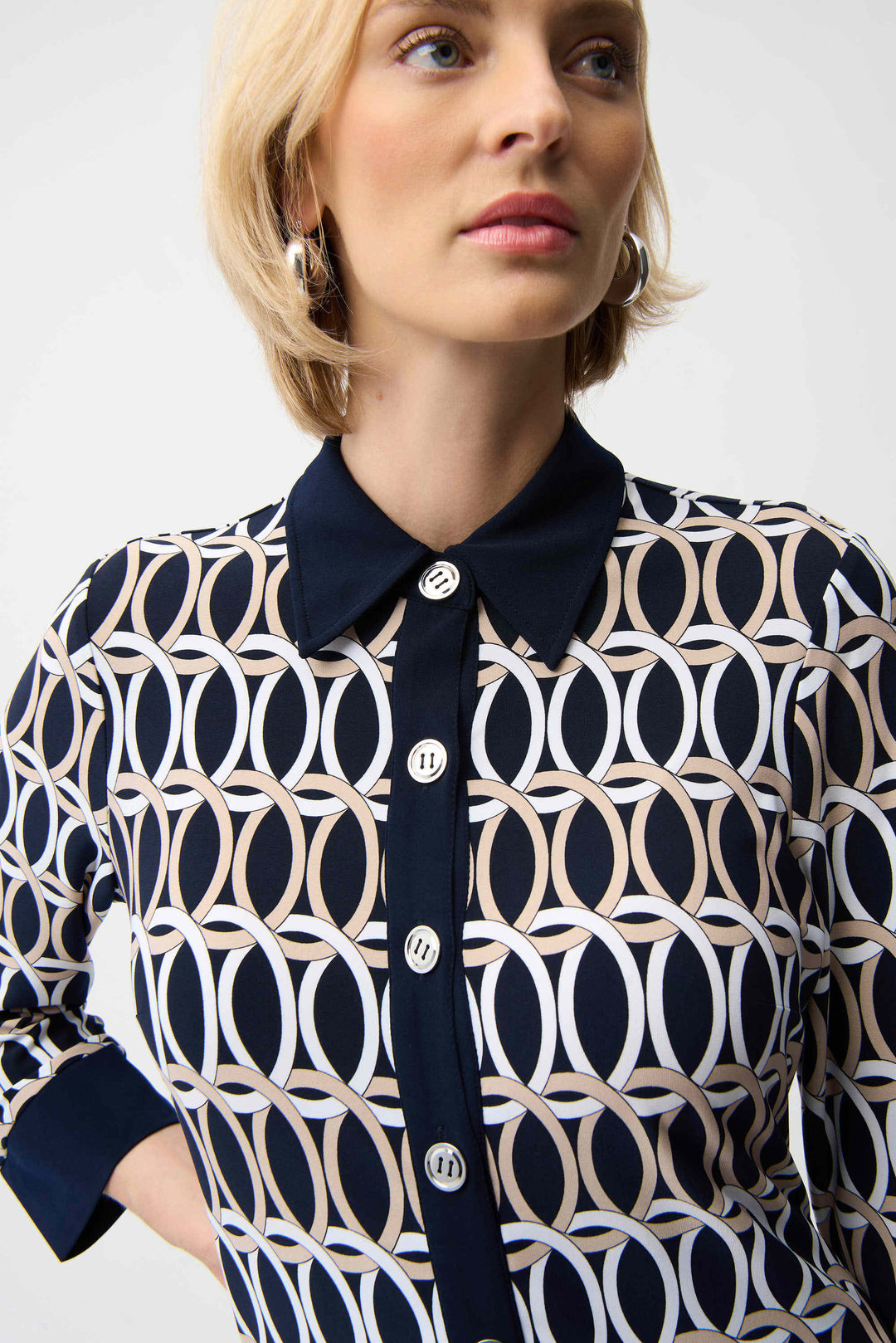 Joseph Ribkoff A-Line Shirt Dress  261903  Midnight Blue/Multi