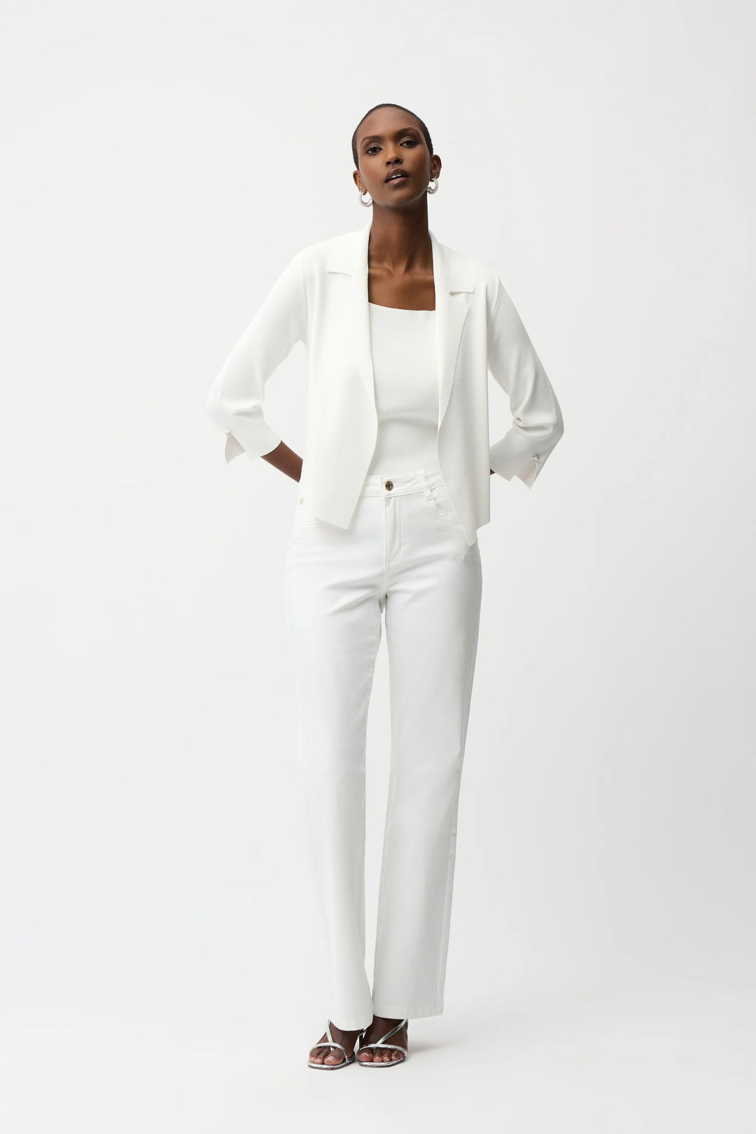 Joseph Ribkoff Viscose Blend Open-Front Cardigan 261920 Vanilla