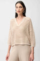 Joseph Ribkoff Open Stitch Boxy Sweater  261925  Parchment