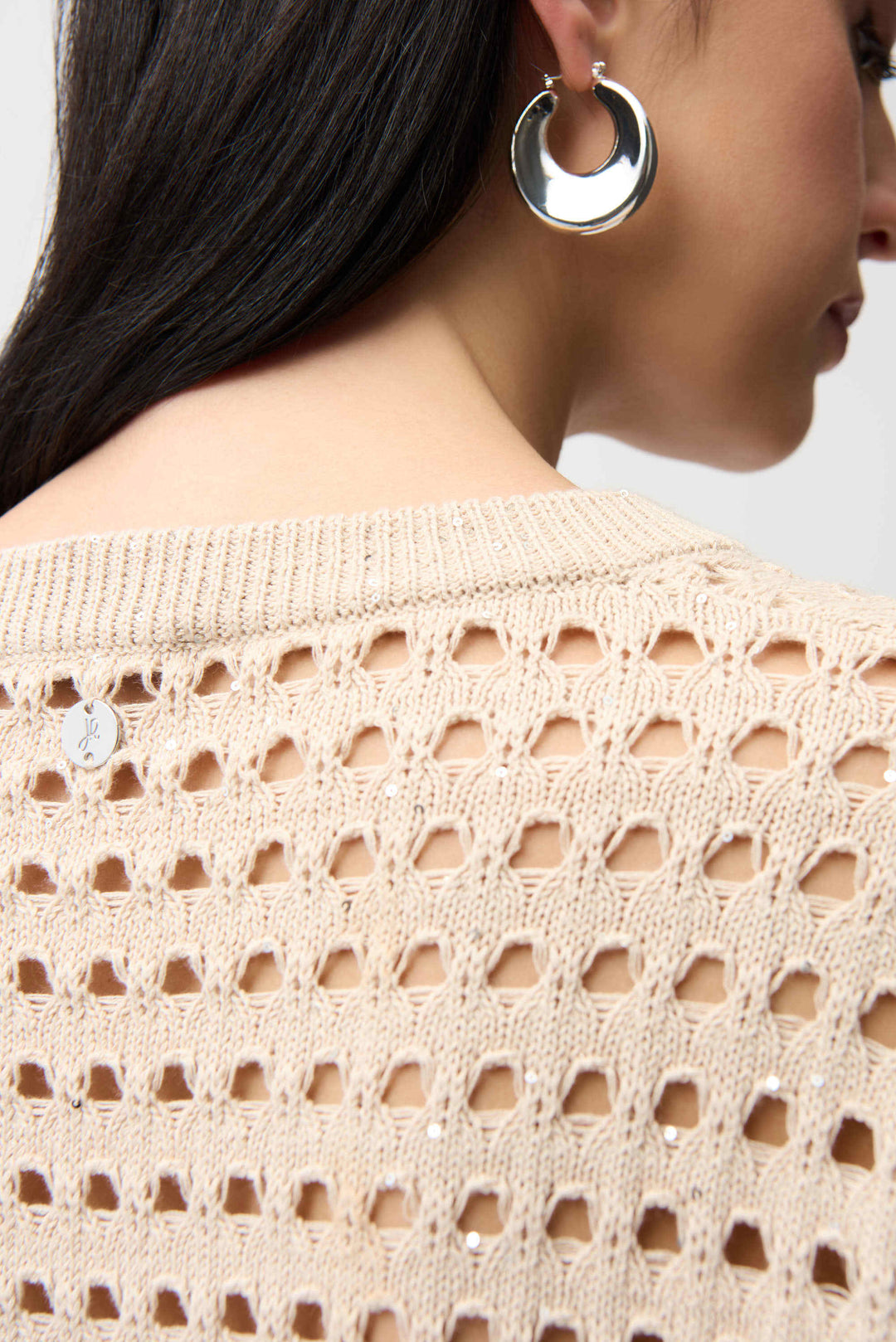 Joseph Ribkoff Open Stitch Boxy Sweater  261925  Parchment