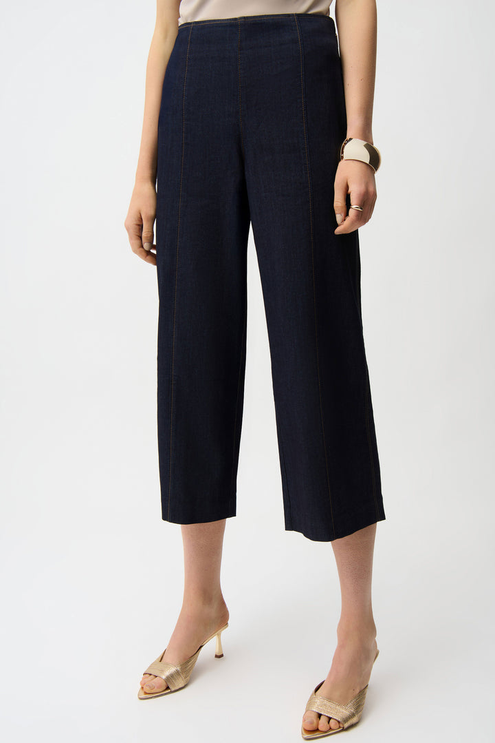 Joseph Ribkoff Culotte Jeans with Exposed Zipper  261955  Dark Denim Blue