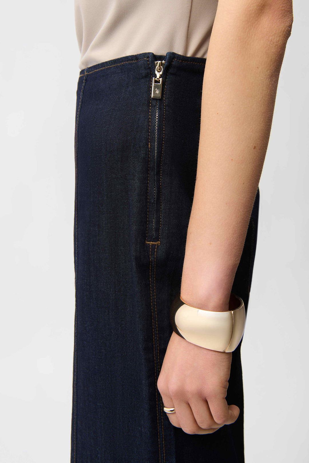 Joseph Ribkoff Culotte Jeans with Exposed Zipper  261955  Dark Denim Blue