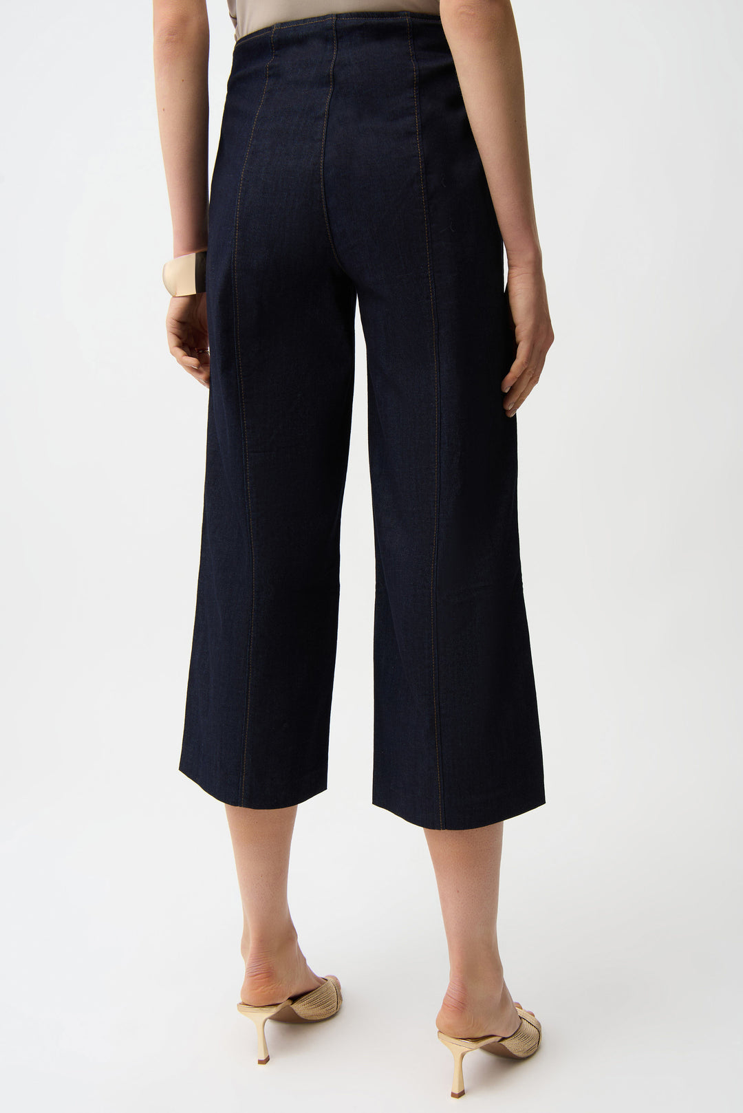 Joseph Ribkoff Culotte Jeans with Exposed Zipper  261955  Dark Denim Blue