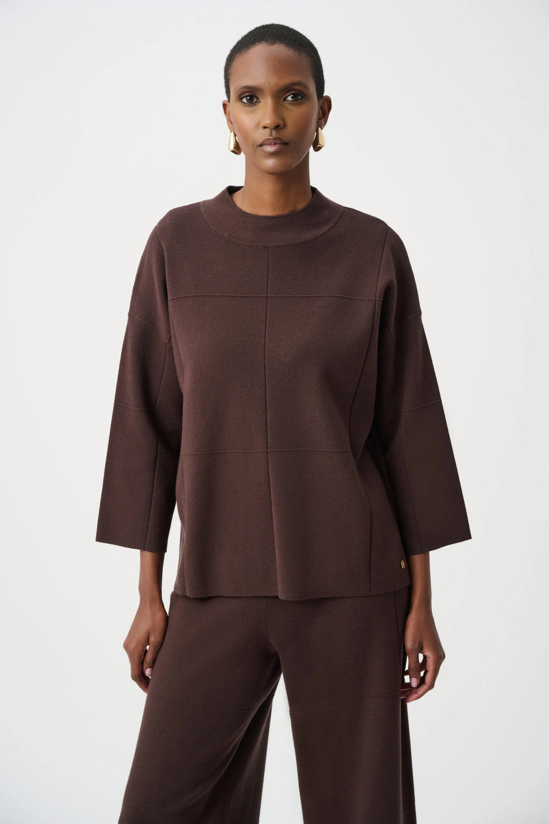 Joseph Ribkoff Straight Sweater with Mock Neck  261981  Mocha