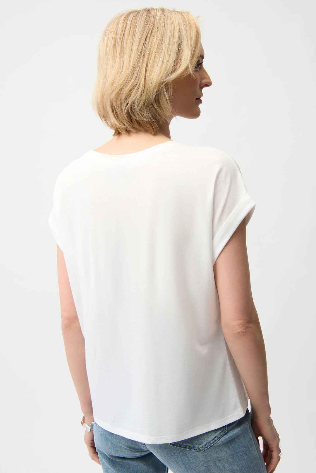 Joseph Ribkoff Cotton Boxy Crew Neck Tee  261999  Vanilla