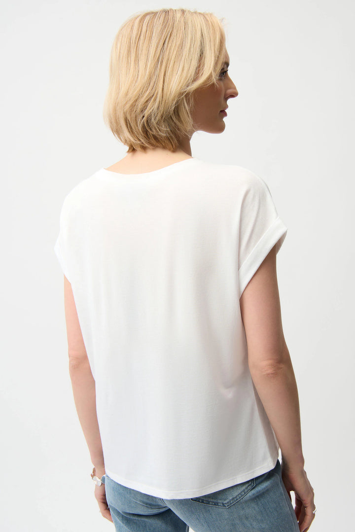 Joseph Ribkoff Cotton Boxy Crew Neck Tee  261999  Vanilla