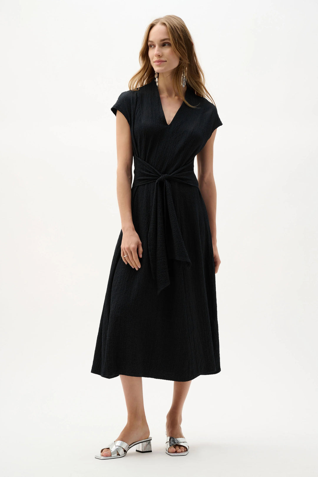 Joseph Ribkoff Seersucker Fit and Flare Dress 262026  Black