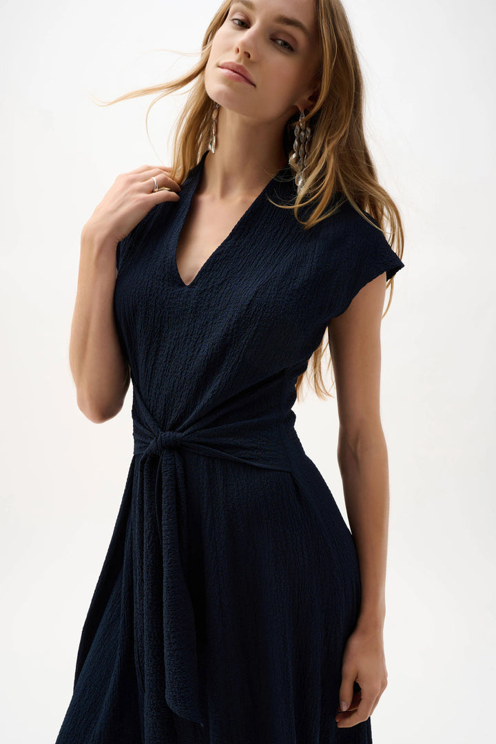 Joseph Ribkoff Seersucker Fit and Flare Dress 262026  Midnight Blue