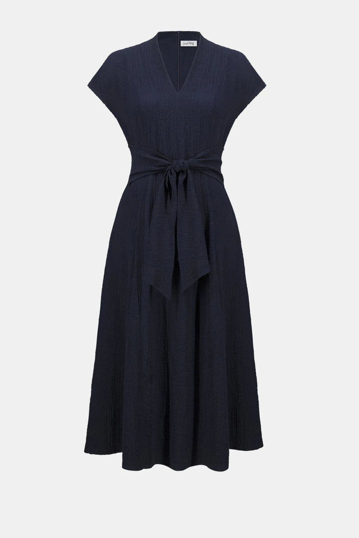 Joseph Ribkoff Seersucker Fit and Flare Dress 262026  Midnight Blue