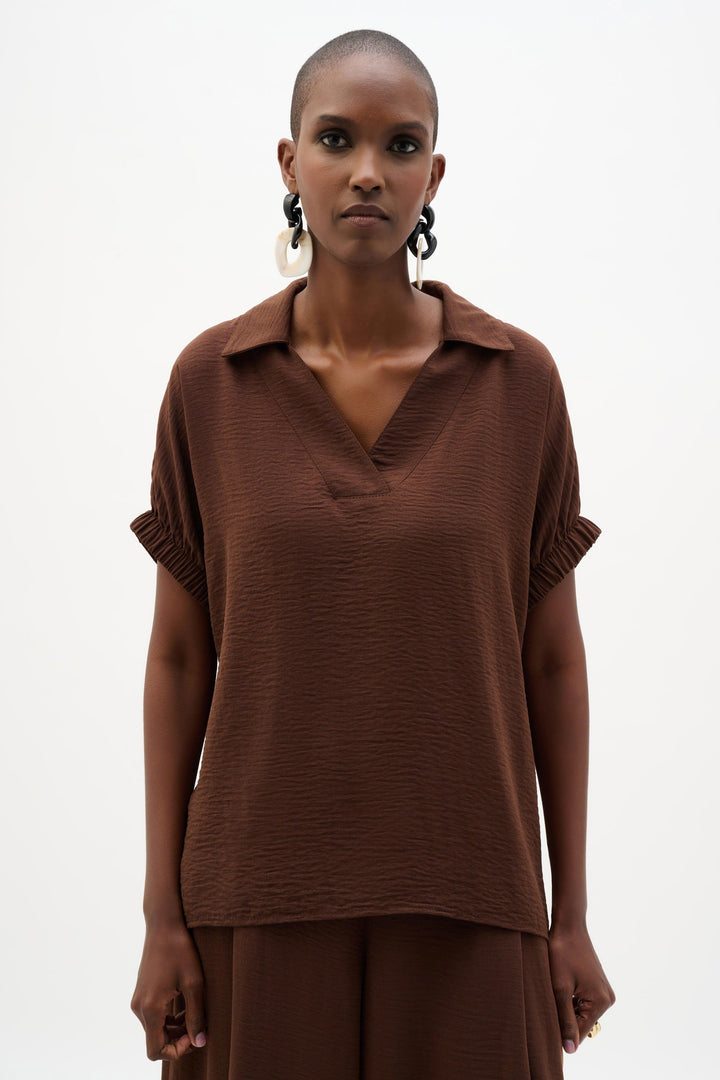 Joseph Ribkoff Gauze Top 262078 Mahogany