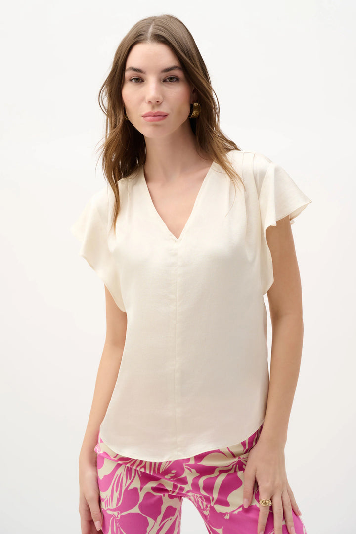 Joseph Ribkoff Satin Top with Butterfly Sleeves  262086  Canvas