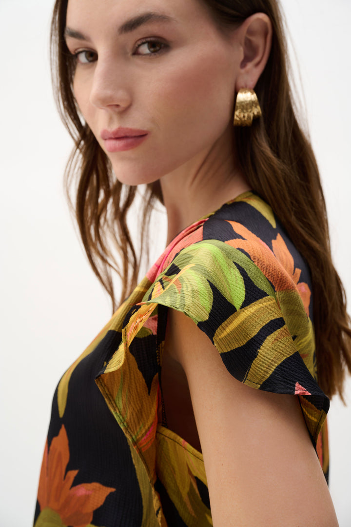 Joseph Ribkoff Print Top with Butterfly Sleeves  262087  Black Multi