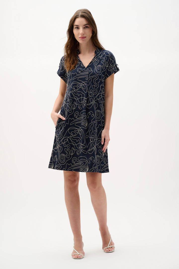 Joseph Ribkoff Trapeze Dress  262170  Navy/Off White
