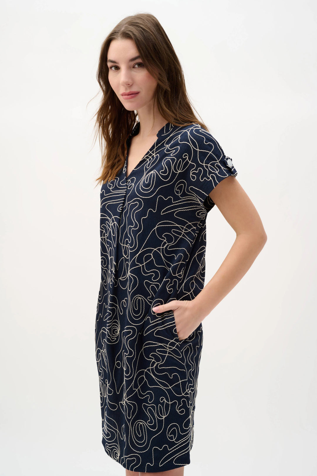 Joseph Ribkoff Trapeze Dress  262170  Navy/Off White