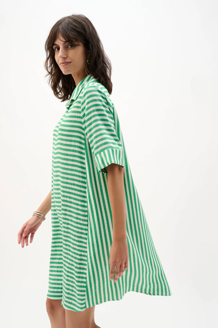 Joseph Ribkoff Striped Trapeze Dress 262175 Green