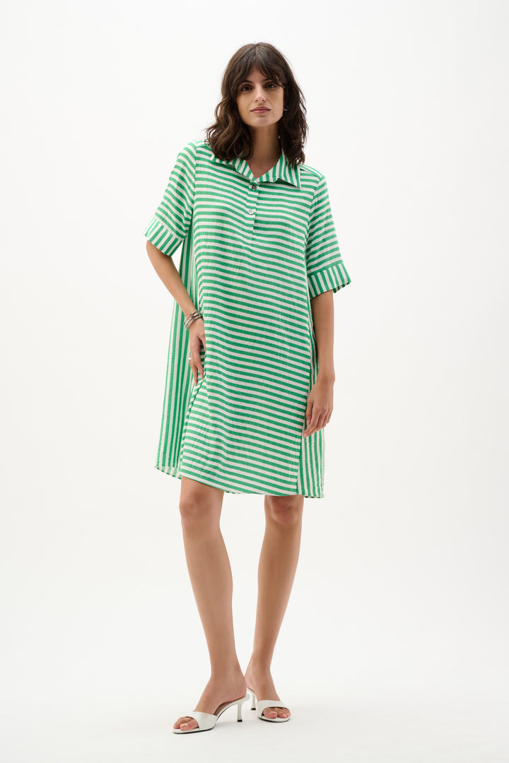 Joseph Ribkoff Striped Trapeze Dress 262175 Green