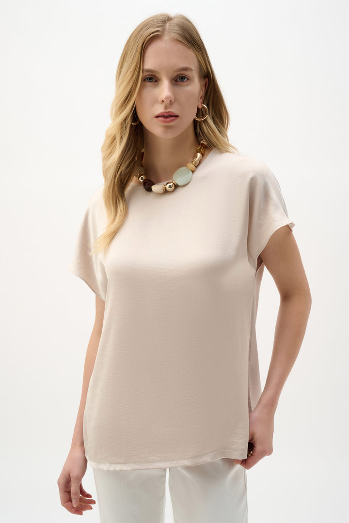 Joseph Ribkoff Satin and Silky Knit Straight Top  262189  Moonstone
