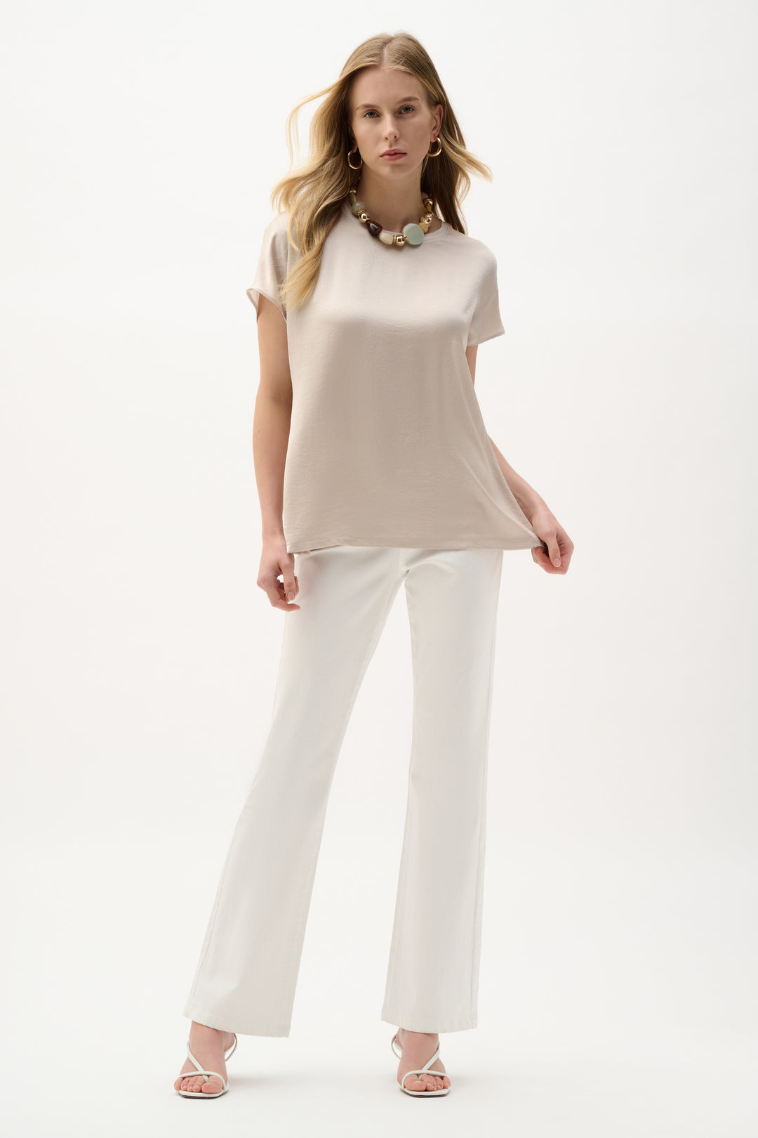 Joseph Ribkoff Satin and Silky Knit Straight Top  262189  Moonstone