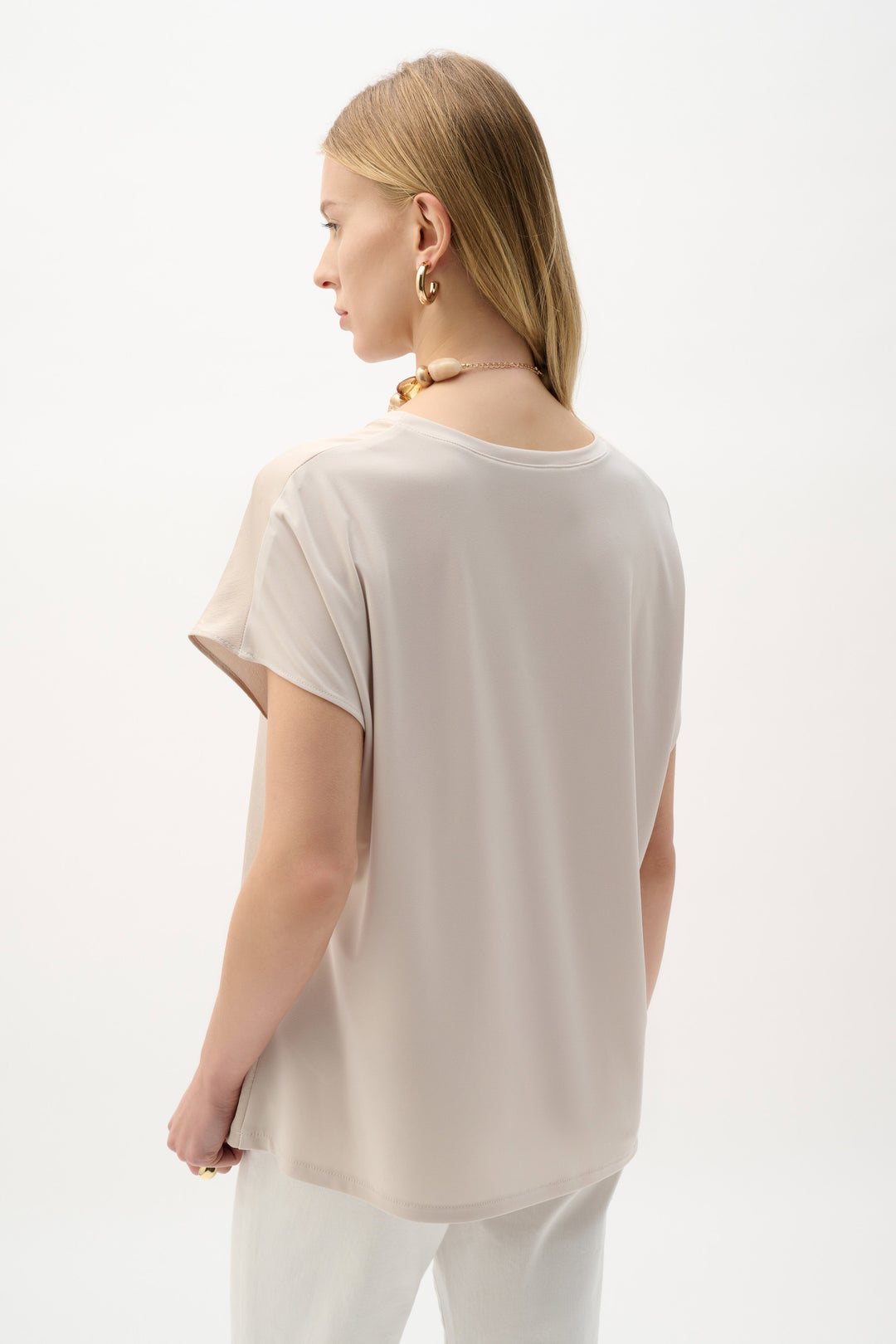 Joseph Ribkoff Satin and Silky Knit Straight Top  262189  Moonstone