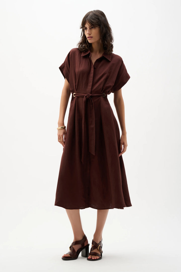 Joseph Ribkoff Fit and Flare Shirt Dress  262907  Mahogany