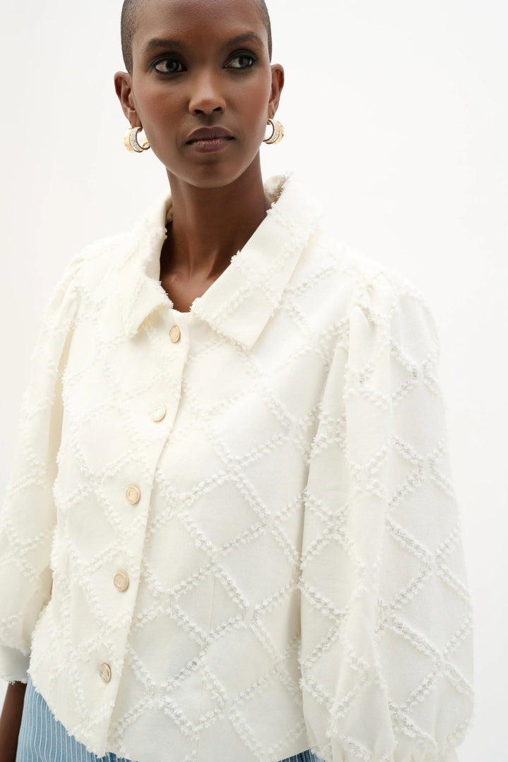 Joseph Ribkoff Twill Jacket with Balloon Sleeves  262919  Off White