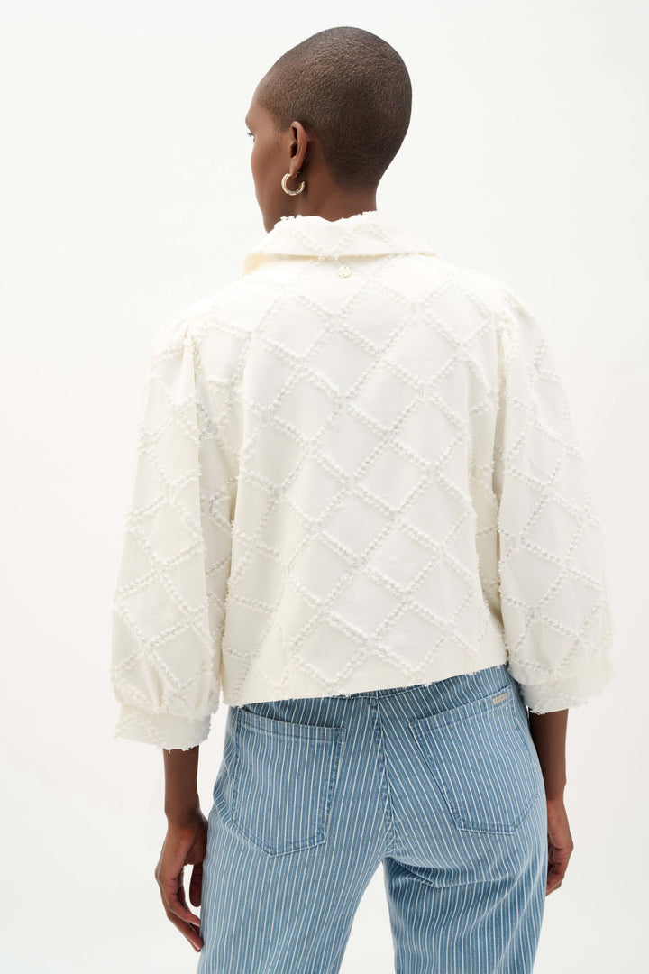 Joseph Ribkoff Twill Jacket with Balloon Sleeves  262919  Off White