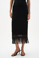 Joseph Ribkoff Knit Pull-On Skirt with Fringe  262929  Black